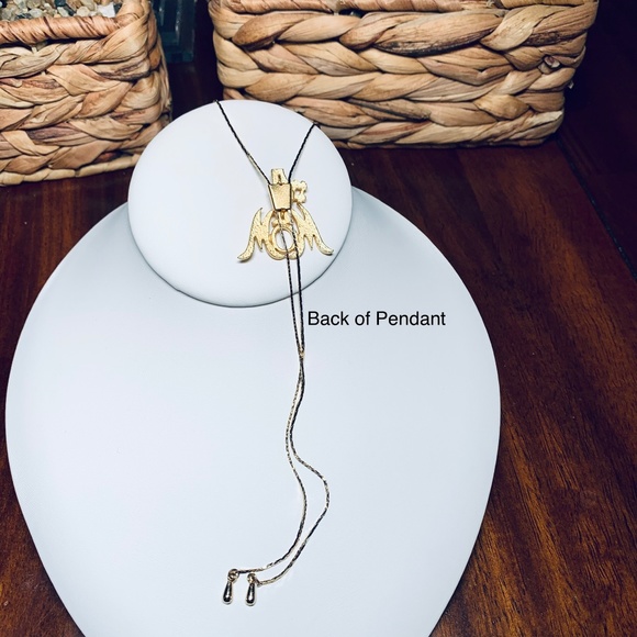 #1 Mom!  Sliding Lariat Brushed Gold and Crystal Pendant Necklace.  32” chain. - Picture 11 of 13